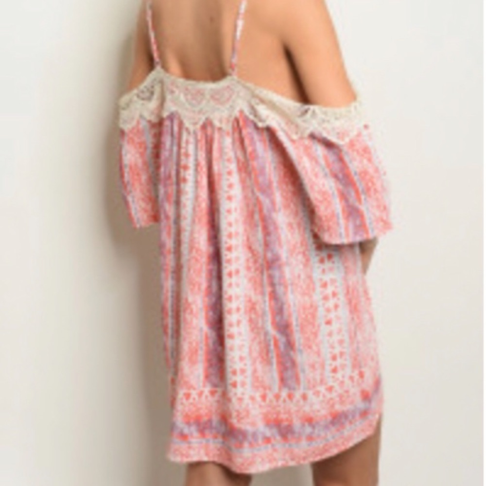 🆕 Pink Ivory Blue Dress - Picture 3 of 6